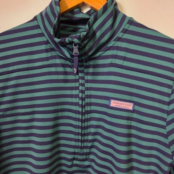 LIKE NEW VINEYARD VINES BLUE/ GREEN THE SHEP LONGSLEEVES MOCK NECK TOP SIZE L - Picture 9 of 16